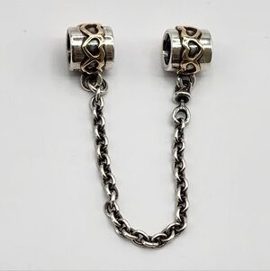 Pandora Silver and Gold Heart Safety Chain